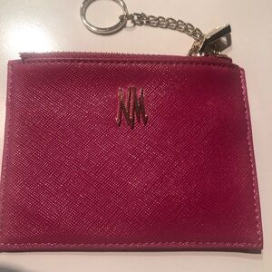 NWT Neiman Marcus Pink Women's Card Holder/ Coin Purse w/ Gold Key Ring